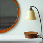 Contemporary Nordic Glass Bell Shade Solid Wood Base 1-Light Melting Wax Table Lamp For Bedroom Lumendat