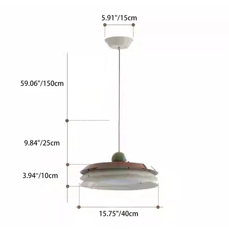 Contemporary Scandinavian Cream Round Iron Acrylic LED Pendant Light for Dining Room