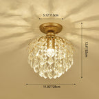 Modern Luxury Iron Crystal Branch 1-Light Semi-Flush Mount Ceiling Light For Living Room