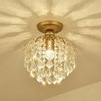Modern Luxury Iron Crystal Branch 1-Light Semi-Flush Mount Ceiling Light For Living Room
