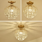 Modern Luxury Iron Crystal Branch 1-Light Semi-Flush Mount Ceiling Light For Living Room