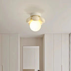 Modern Minimalist Flower Iron Resin 1-Light Semi-Flush Mount Ceiling Light For Hallway