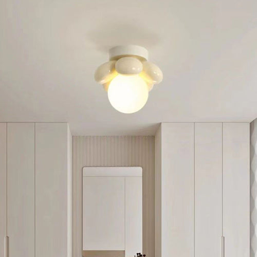 Modern Minimalist Flower Iron Resin 1-Light Semi-Flush Mount Ceiling Light For Hallway