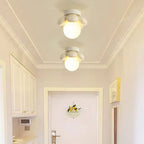 Modern Minimalist Flower Iron Resin 1-Light Semi-Flush Mount Ceiling Light For Hallway