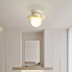 Modern Minimalist Flower Iron Resin 1-Light Semi-Flush Mount Ceiling Light For Hallway
