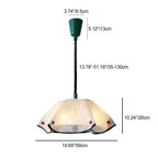 Modern Mid-Century Iron, Acrylic & Fabric Petal Shaped 3-Light Pendant Light For Bedroom & Living Room