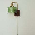 Traditional Japanese Copper Wood Glass Cylinder 1-Light Wall Sconce Lamp For Bedroom & Living Room