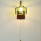 Traditional Japanese Copper Wood Glass Cylinder 1-Light Wall Sconce Lamp For Bedroom & Living Room