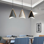Contemporary Nordic Wood & Iron Conical 1-Light Adjustable Pendant Light For Bedroom & Living Room
