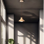 Traditional Japanese Wood Conical 1-light Pendant Light for Bedroom & Living Room BulbSquare