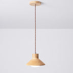 Traditional Japanese Wood Conical 1-light Pendant Light for Bedroom & Living Room BulbSquare
