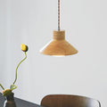 Traditional Japanese Wood Conical 1-light Pendant Light for Bedroom & Living Room BulbSquare