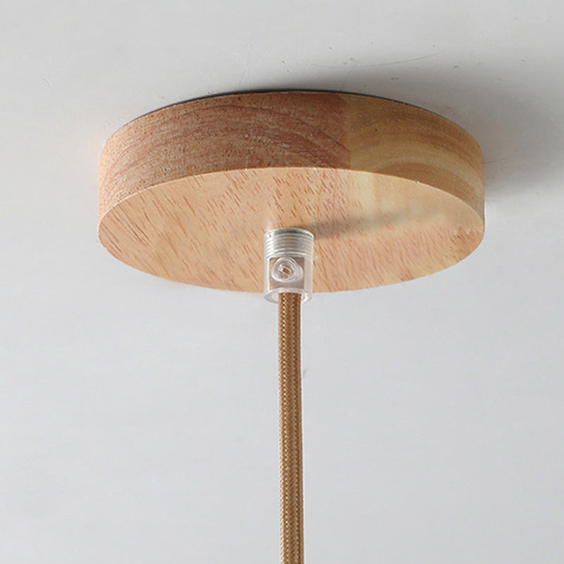 Traditional Japanese Wood & Glass Oval 1/3-light Island Light Chandelier for Dining Room & Living Room BulbSquare