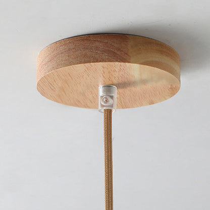 Traditional Japanese Wood & Glass Oval 1/3-light Island Light Chandelier for Dining Room & Living Room