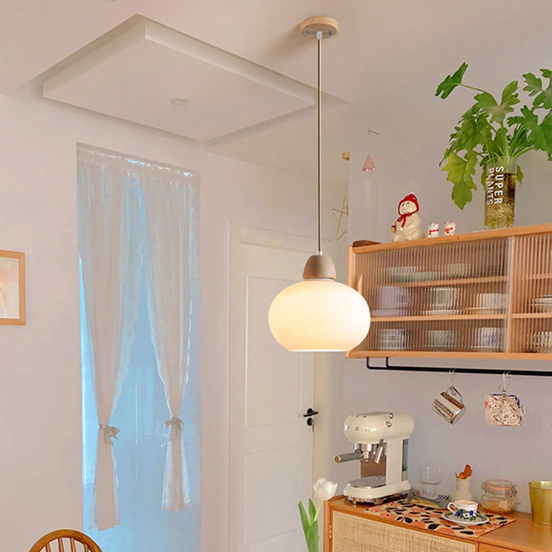 Traditional Japanese Wood & Glass Oval 1/3-light Island Light Chandelier for Dining Room & Living Room BulbSquare