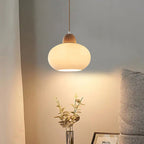 Traditional Japanese Wood & Glass Oval 1/3-light Island Light Chandelier for Dining Room & Living Room BulbSquare