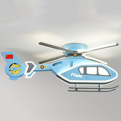 Modern Creative Iron Acrylic Helicopter LED Semi-Flush Mount Ceiling Light For Kids' Bedroom