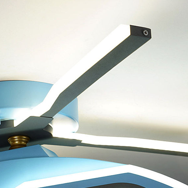 Modern Creative Iron Acrylic Helicopter LED Semi-Flush Mount Ceiling Light For Kids' Bedroom