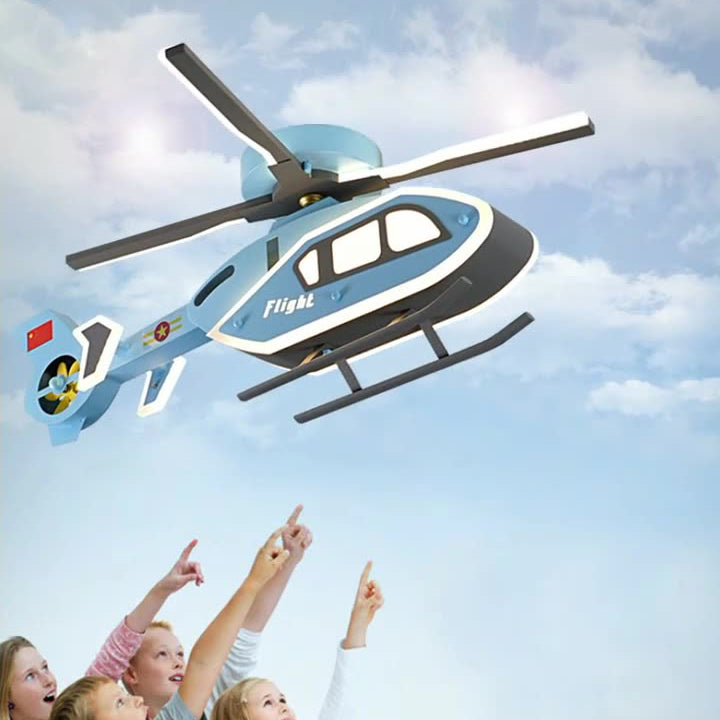 Modern Creative Iron Acrylic Helicopter LED Semi-Flush Mount Ceiling Light For Kids' Bedroom