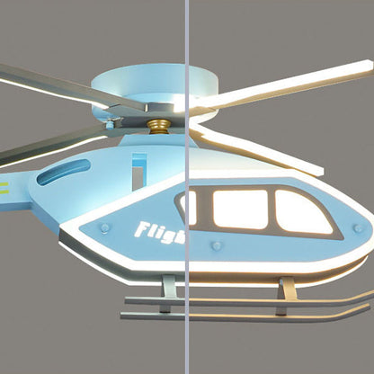 Modern Creative Iron Acrylic Helicopter LED Semi-Flush Mount Ceiling Light For Kids' Bedroom