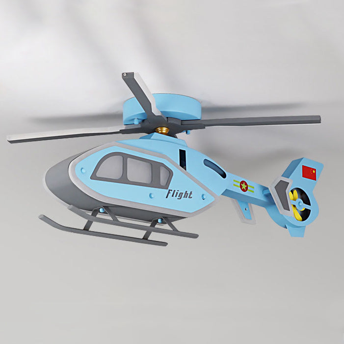 Modern Creative Iron Acrylic Helicopter LED Semi-Flush Mount Ceiling Light For Kids' Bedroom