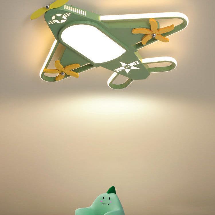 Contemporary Creative Iron & Acrylic Airplane LED Flush Mount Ceiling Light for Kids' Bedroom