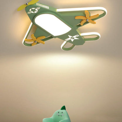 Contemporary Creative Iron & Acrylic Airplane LED Flush Mount Ceiling Light for Kids' Bedroom
