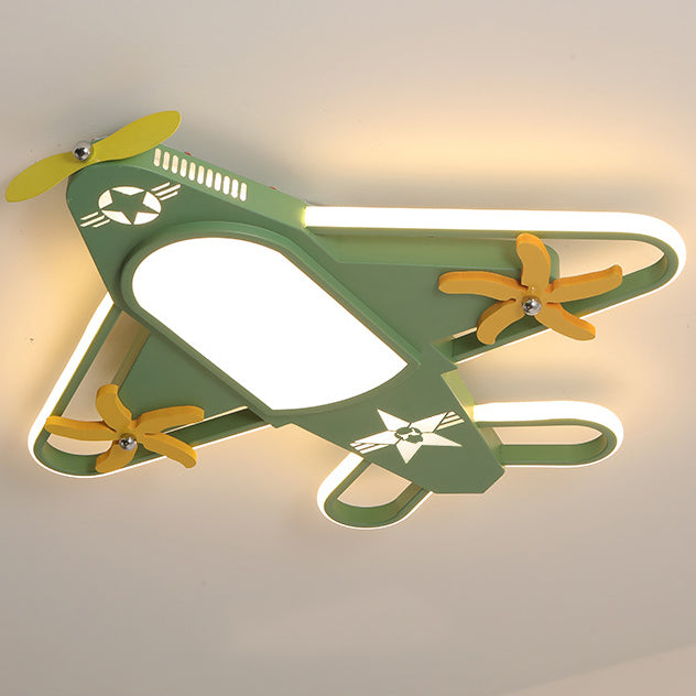 Contemporary Creative Iron & Acrylic Airplane LED Flush Mount Ceiling Light for Kids' Bedroom