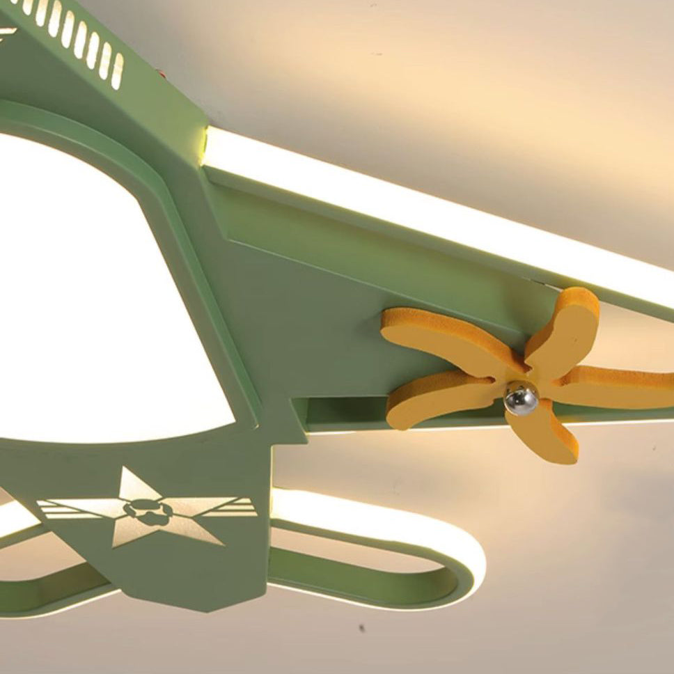 Contemporary Creative Iron & Acrylic Airplane LED Flush Mount Ceiling Light for Kids' Bedroom