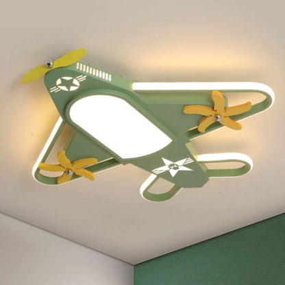 Contemporary Creative Iron & Acrylic Airplane LED Flush Mount Ceiling Light for Kids' Bedroom