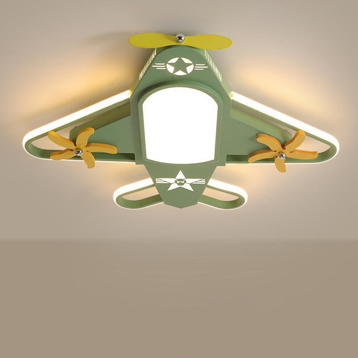 Contemporary Creative Iron & Acrylic Airplane LED Flush Mount Ceiling Light for Kids' Bedroom