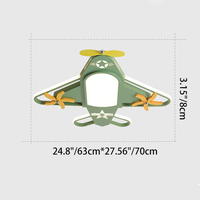 Contemporary Creative Iron & Acrylic Airplane LED Flush Mount Ceiling Light for Kids' Bedroom