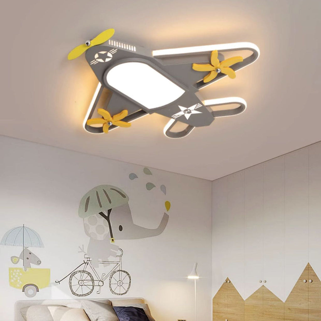 Contemporary Creative Iron & Acrylic Airplane LED Flush Mount Ceiling Light for Kids' Bedroom