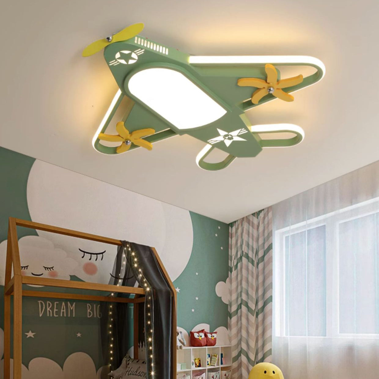 Contemporary Creative Iron & Acrylic Airplane LED Flush Mount Ceiling Light for Kids' Bedroom