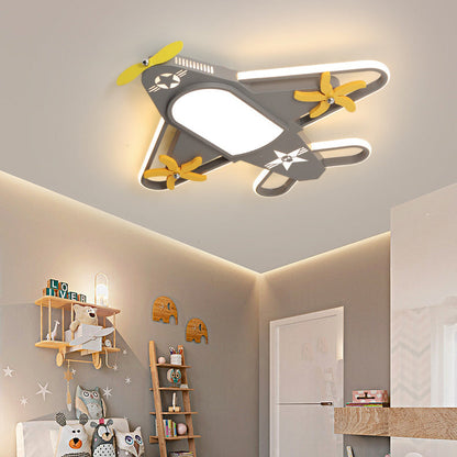 Contemporary Creative Iron & Acrylic Airplane LED Flush Mount Ceiling Light for Kids' Bedroom