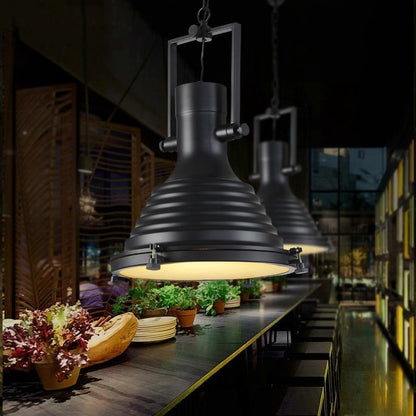 Contemporary Industrial Loft Heavy Metal Iron Round Cap 1-Light Pendant Light For Dining Room & Living Room