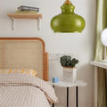 Modern Mid-Century Glass & Iron Gourd-Shaped 1-Light Pendant Light For Bedroom & Living Room