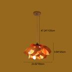 Traditional Chinese Natural Wood Veneer Ring Design 1-light Pendant Light for Dining & Living Room BulbSquare