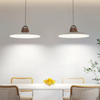 Modern Minimalist Iron, Acrylic & Wood Round Fisherman Hat LED Pendant Light For Bedroom & Living Room