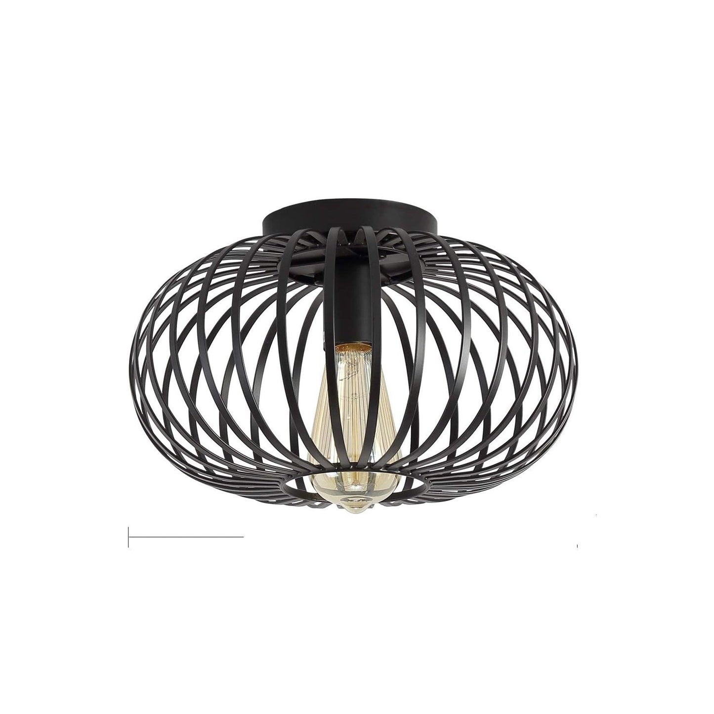 Modern Minimalist Iron Oval Lantern 1-Light Semi-Flush Mount Ceiling Light For Bedroom & Living Room