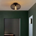 Modern Minimalist Iron Oval Lantern 1-Light Semi-Flush Mount Ceiling Light For Bedroom & Living Room