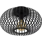 Modern Minimalist Iron Oval Lantern 1-Light Semi-Flush Mount Ceiling Light For Bedroom & Living Room