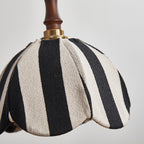 Modern Mid-century Fabric & Wood Wavy Dome 1-light Pendant Light for Bedroom & Living Room BulbSquare