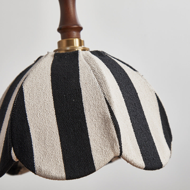 Modern Mid-century Fabric & Wood Wavy Dome 1-light Pendant Light for Bedroom & Living Room BulbSquare