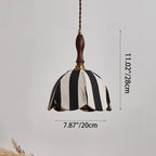 Modern Mid-century Fabric & Wood Wavy Dome 1-light Pendant Light for Bedroom & Living Room BulbSquare