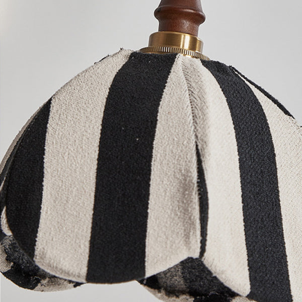 Modern Mid-century Fabric & Wood Wavy Dome 1-light Pendant Light for Bedroom & Living Room BulbSquare