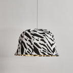 Modern Art Deco Fabric & Iron Zebra Dome 1-Light Pendant Light For Bedroom & Living Room