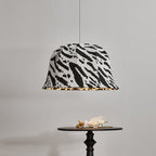 Modern Art Deco Fabric & Iron Zebra Dome 1-Light Pendant Light For Bedroom & Living Room