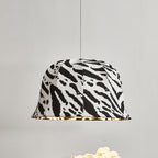 Modern Art Deco Fabric & Iron Zebra Dome 1-Light Pendant Light For Bedroom & Living Room