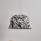 Modern Art Deco Fabric & Iron Zebra Dome 1-Light Pendant Light For Bedroom & Living Room